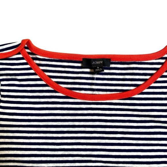 J.Crew NWT Striped Tee Red Trim Navy White Breton Cotton Blend Size Small - Picture 2 of 10